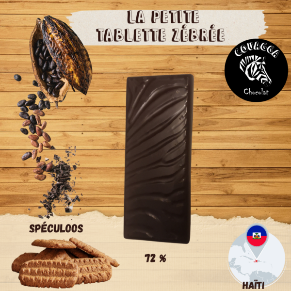 Tablette Couagga - Noir 72% d'Haïti - Eclats de spéculoos