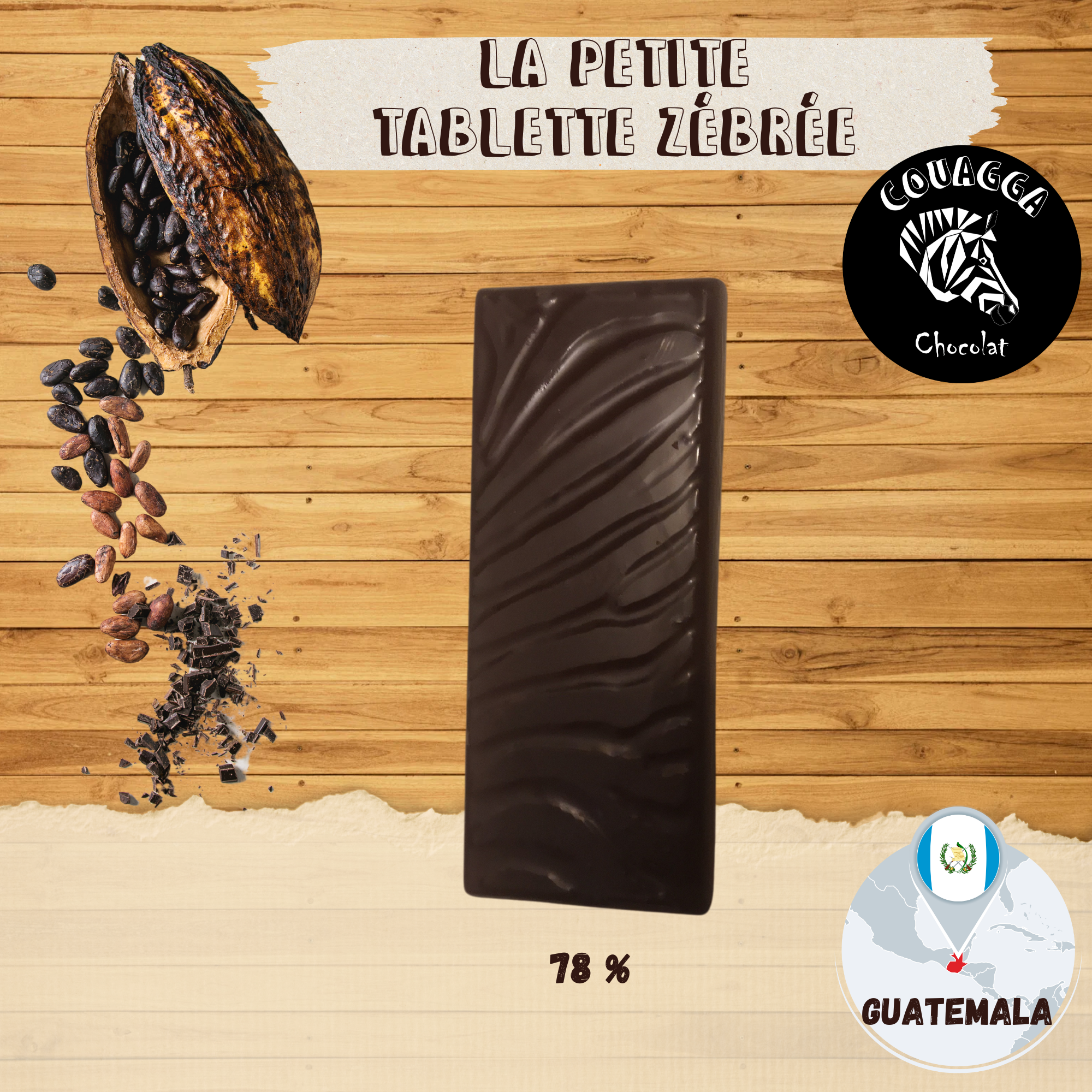 Tablette Couagga - Noir 78% Guatemala - Nature