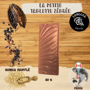Tablette Couagga - Lait 40% Pérou - Quinoa soufflé
