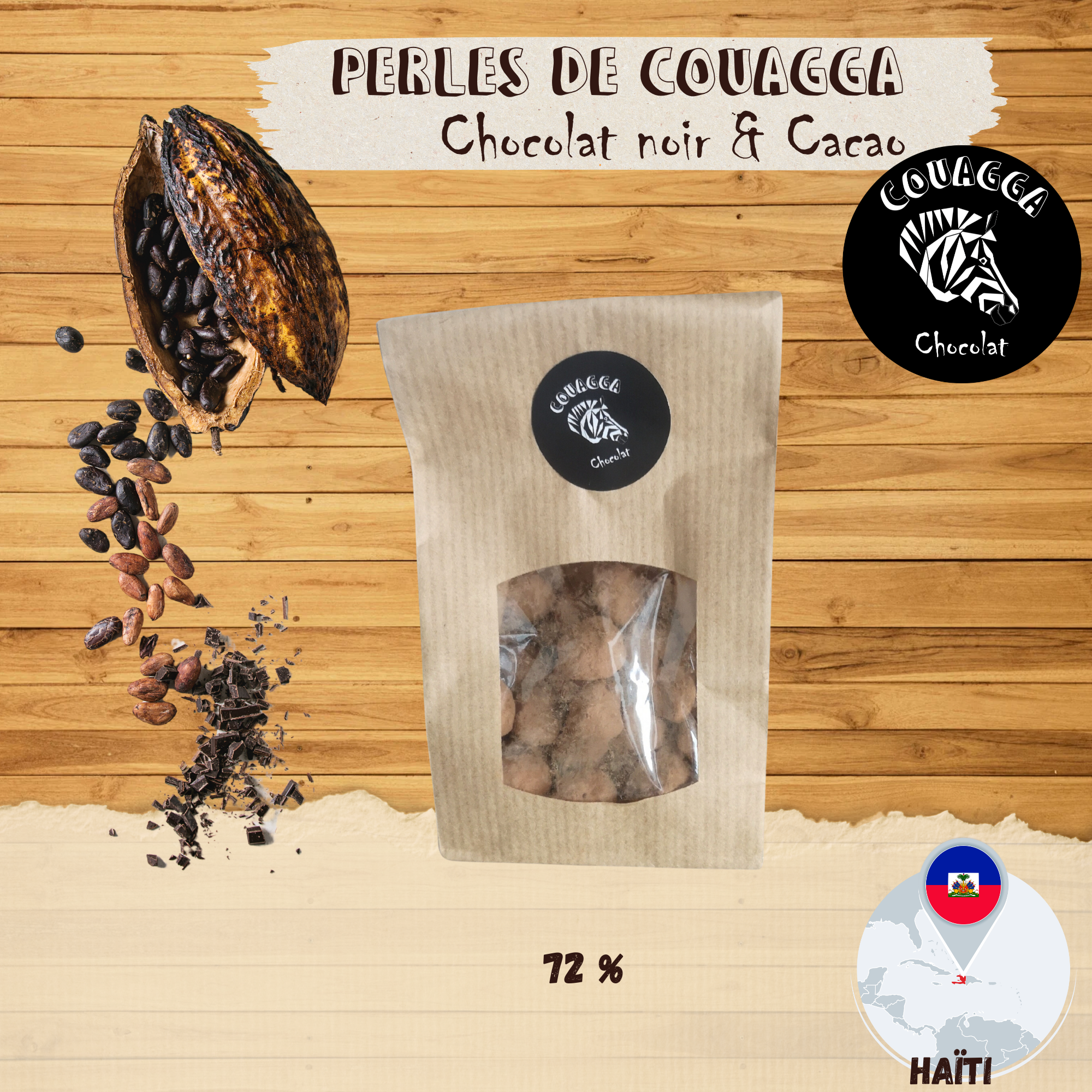 Perles de Couagga - Chocolat noir et cacao