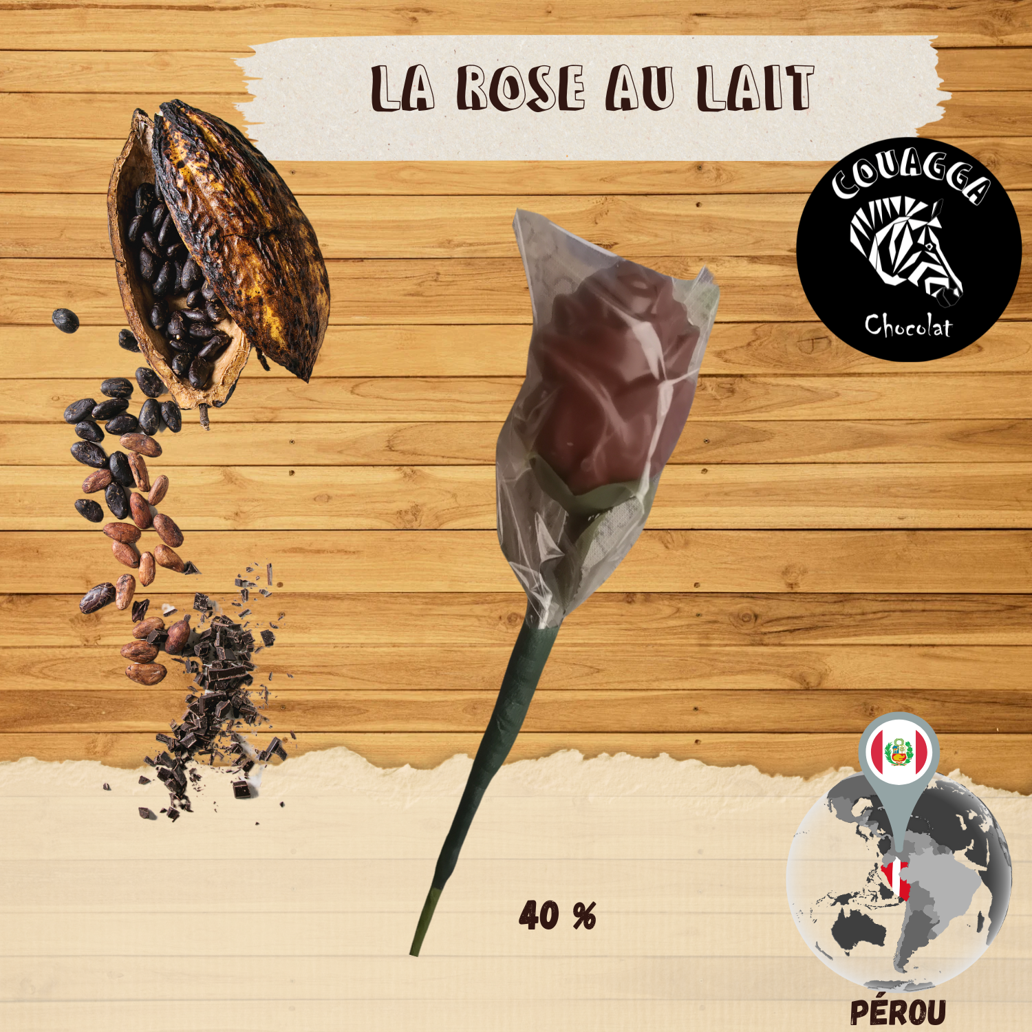 Rose creuse - Chocolat au lait 40 % Pérou