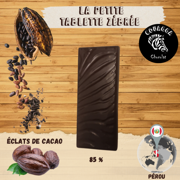 Tablette Couagga - Noir 85% Pérou - Eclats de cacao